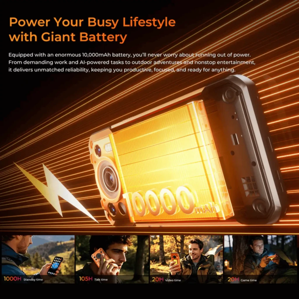Oukitel WP500 Ultra Thermal naranja con cámara térmica 640×512px, cuerpo rugerizado MIL-STD-810H IP69K, pantalla con imagen térmica de león - Ítem3