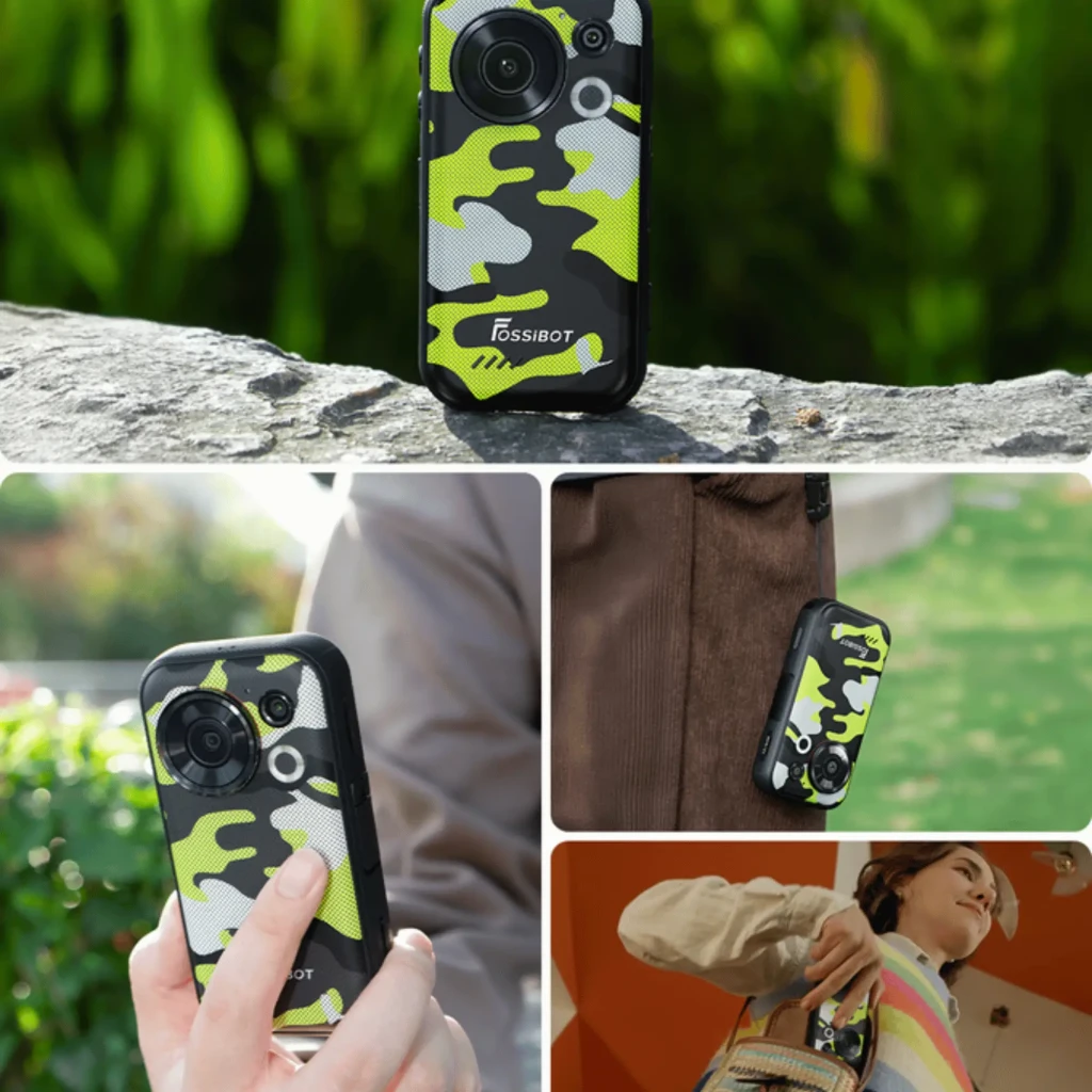 Fossibot F116 Pro 5G laranja com traseira camuflada, módulo de câmera circular duplo, tela frontal grande com bordas reforçadas e botões laterais robustos - Item2