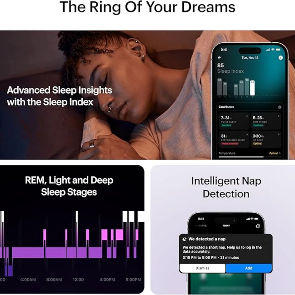 Anel inteligente Ultrahuman Ring Air tamanho 10 em titânio 10 ATM cor Aster Black, acabamento brilhante e interior com sensores e circuitos visíveis - Item4