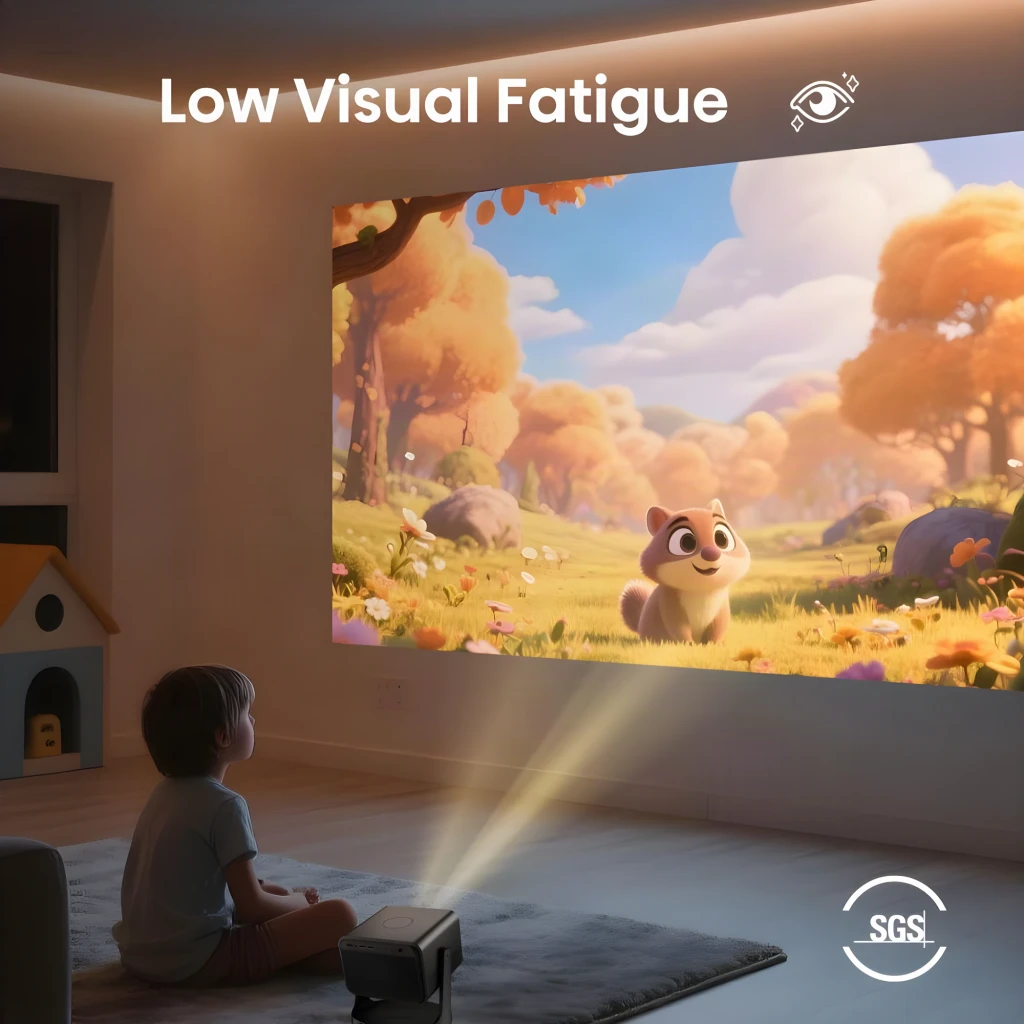 Proyector Hisense C3 con lente frontal grande, acabado metálico gris, soporte integrado en forma de U, ventilación lateral perforada y logotipos 4K e IMAX - Ítem6