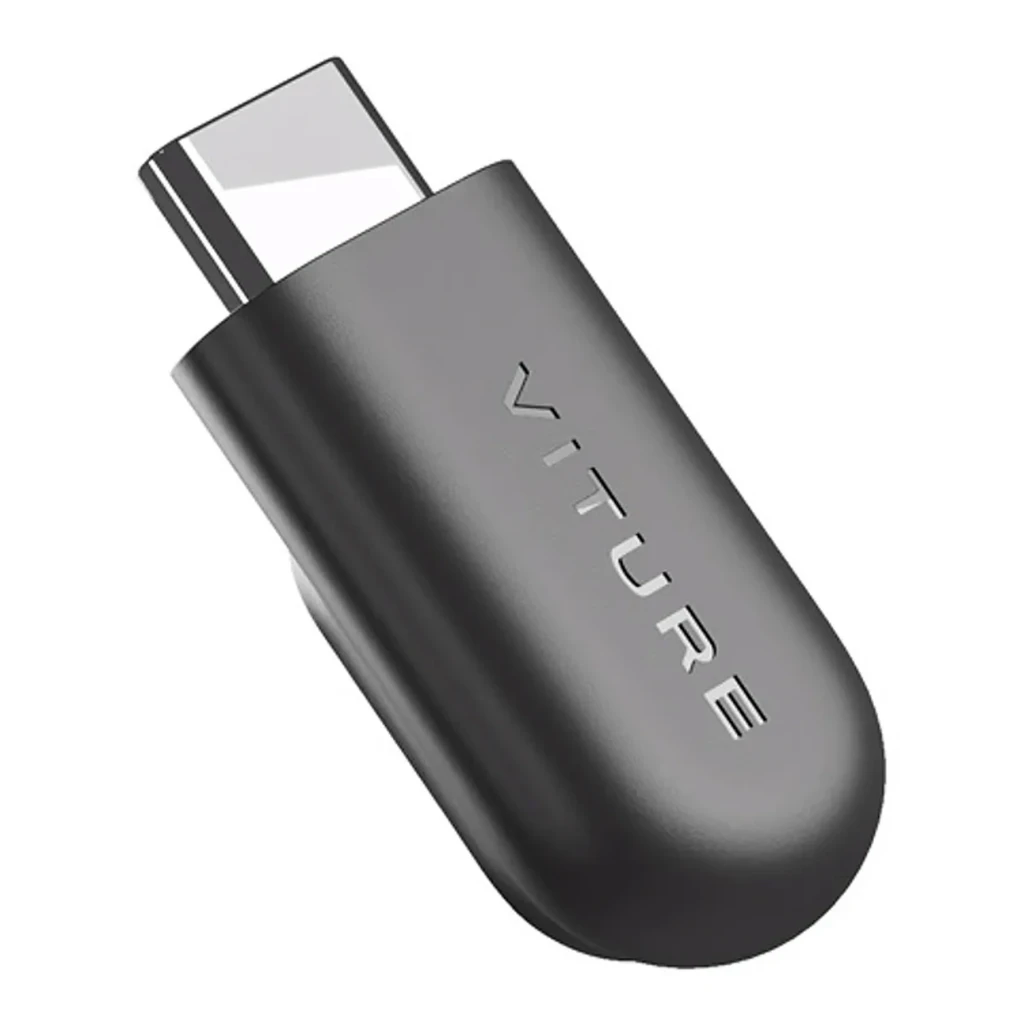 Adaptador VITURE Magnetic Connector to USB-C Adapter 20W en color negro, compacto, con conector USB-C metálico y carcasa curva con logo VITURE en relieve - Ítem
