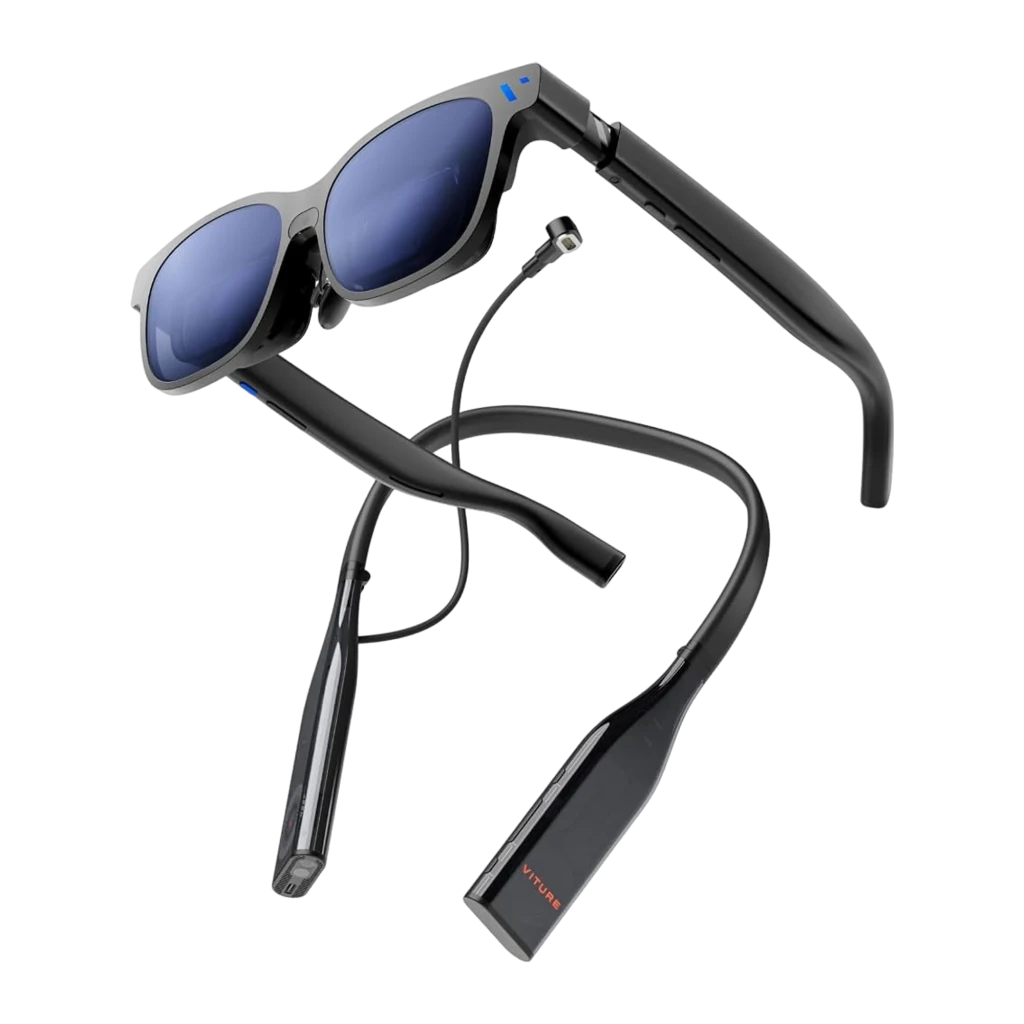 VITURE XR Beast Sunglasses Large Réalité Augmentée, monture noire, verres miroirs bleutés, branches épaisses avec commandes intégrées, style moderne et - Ítem4