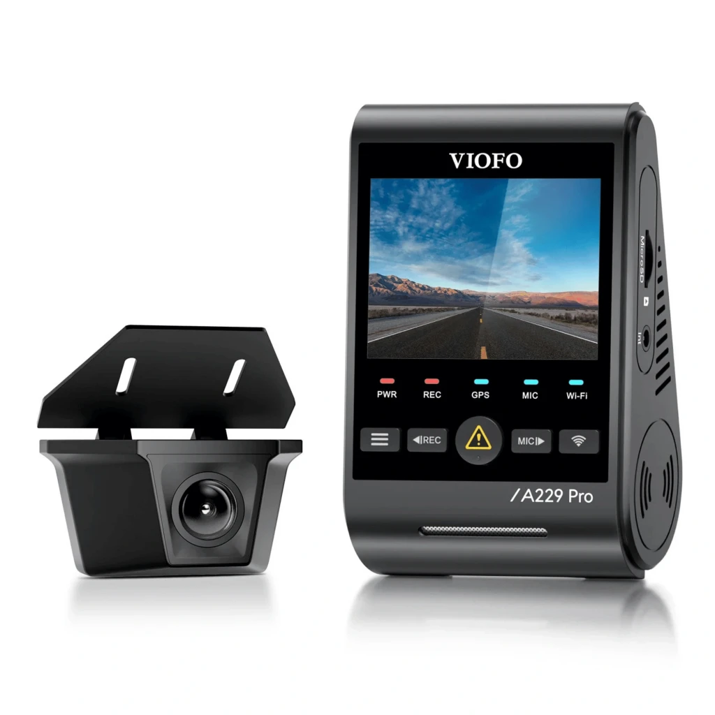 VIOFO A229 Pro-W double caméra: écran couleur, capteur avant 4K, module arrière 2K compact, GPS, Wi‑Fi, témoins LED, boîtier étanche, capteurs Sony - Ítem1
