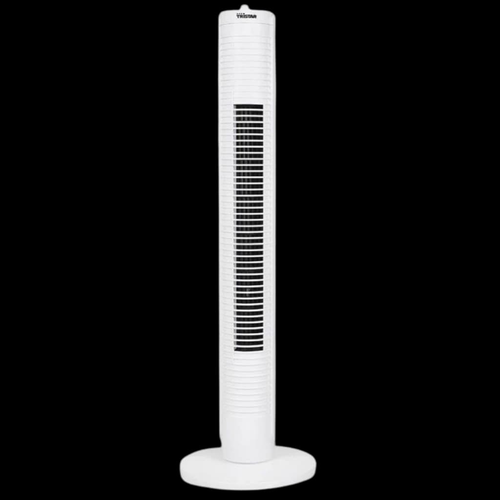 Tristar VE-5900 Ventilador de Torre 35 W branco, design alto e estreito, grelha frontal vertical, base redonda estável, 3 velocidades visíveis no painel