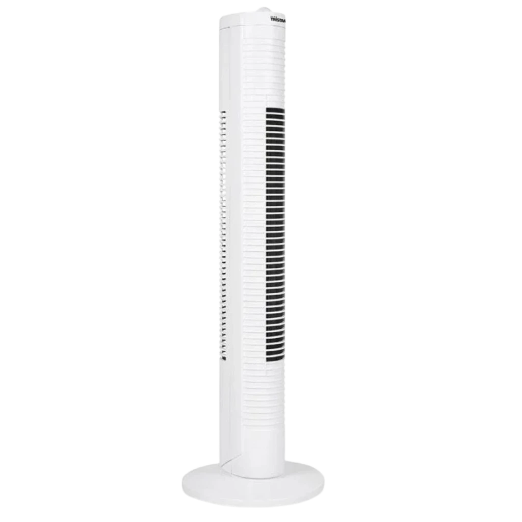 Tristar VE-5900 ventilateur colonne blanc 35 W, design mince, grille verticale noire, socle rond stable, commandes supérieures, 3 vitesses visibles - Ítem1