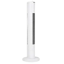 Tristar VE-5900 Ventilador Torre 35 W en color blanco, diseño alto y esbelto con rejilla vertical, base circular estable y panel superior de control 3