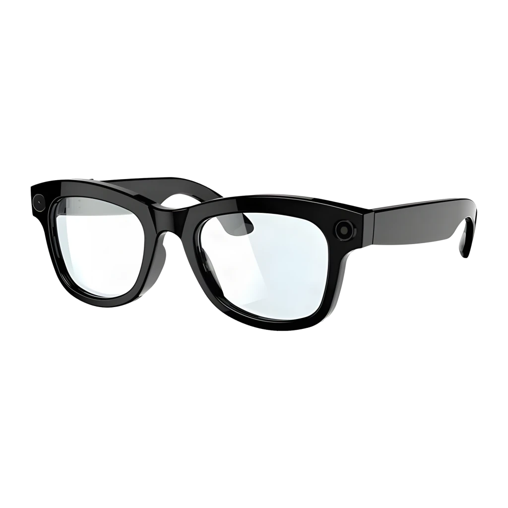 Gafas inteligentes Zeblaze Eyewear AI Negro con montura negra brillante, cámara 5MP integrada en frontal, lentes claras y patillas open ear para audio Hi‑Fi - Ítem1