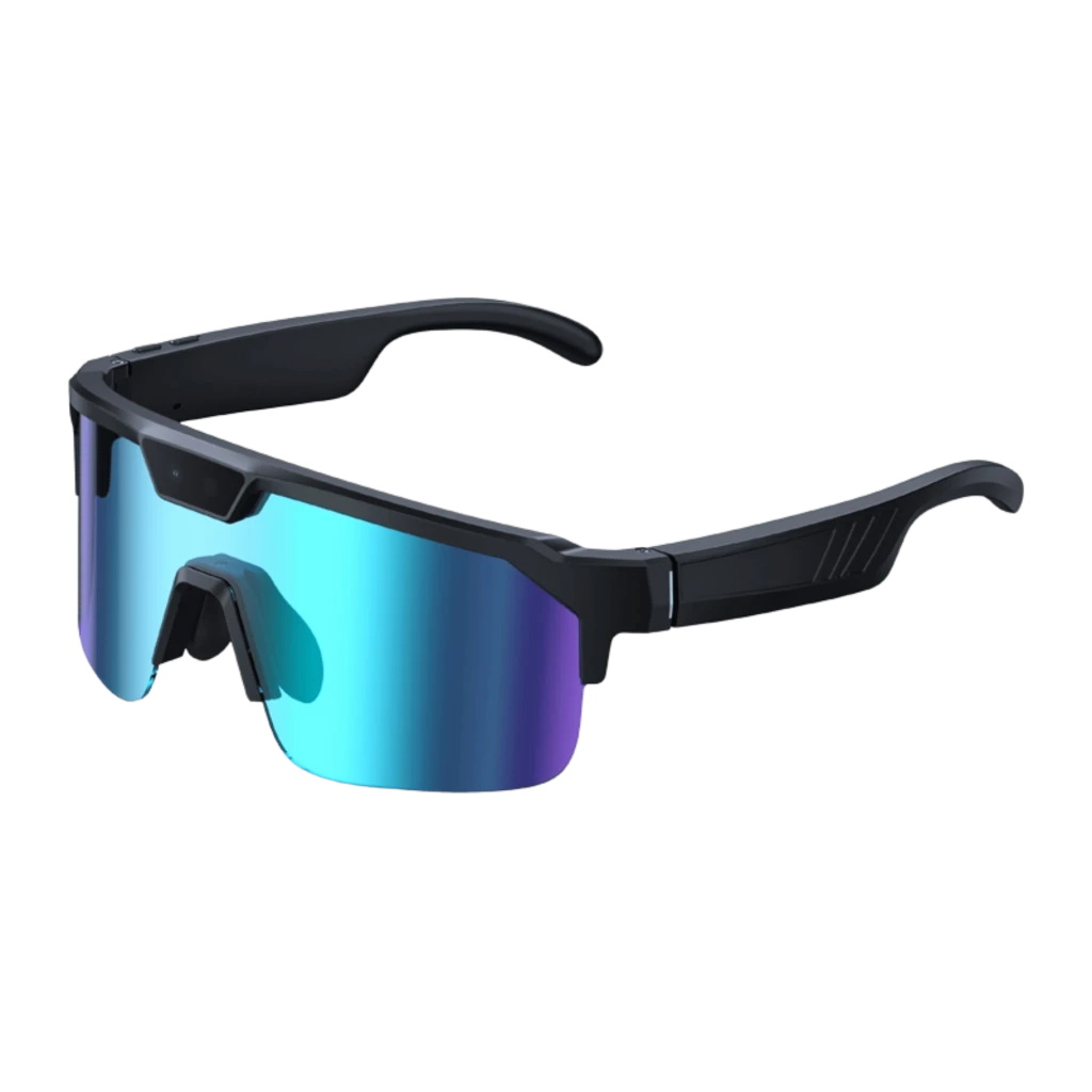 Zeblaze Q01 lunettes sport bleues avec verres miroir bleus, monture noire, capteur caméra 8 MP Sony IMX219 centré au-dessus du pont nasal - Ítem4