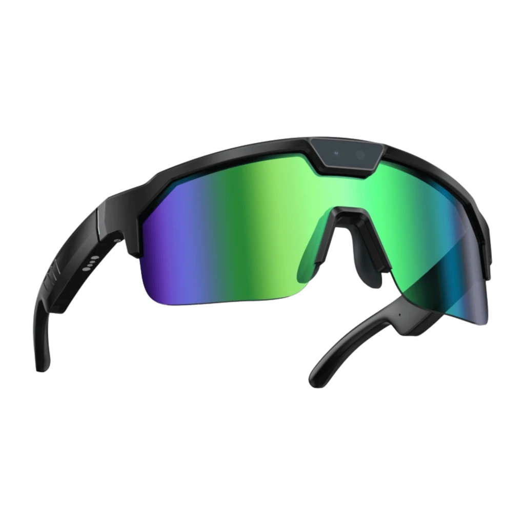 Zeblaze Q01 AI Sports Sunglasses Green 8MP Sony IMX219 avec monture noire, écran de nez ergonomique et verres miroir verts couvrants, caméra centrale - Ítem2