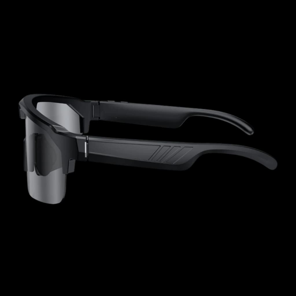 Zeblaze Q01 lunettes sport AI vertes, monture profilée noire, verres teintés larges, branches ergonomiques avec détails striés, capteur Sony IMX219 8 MP