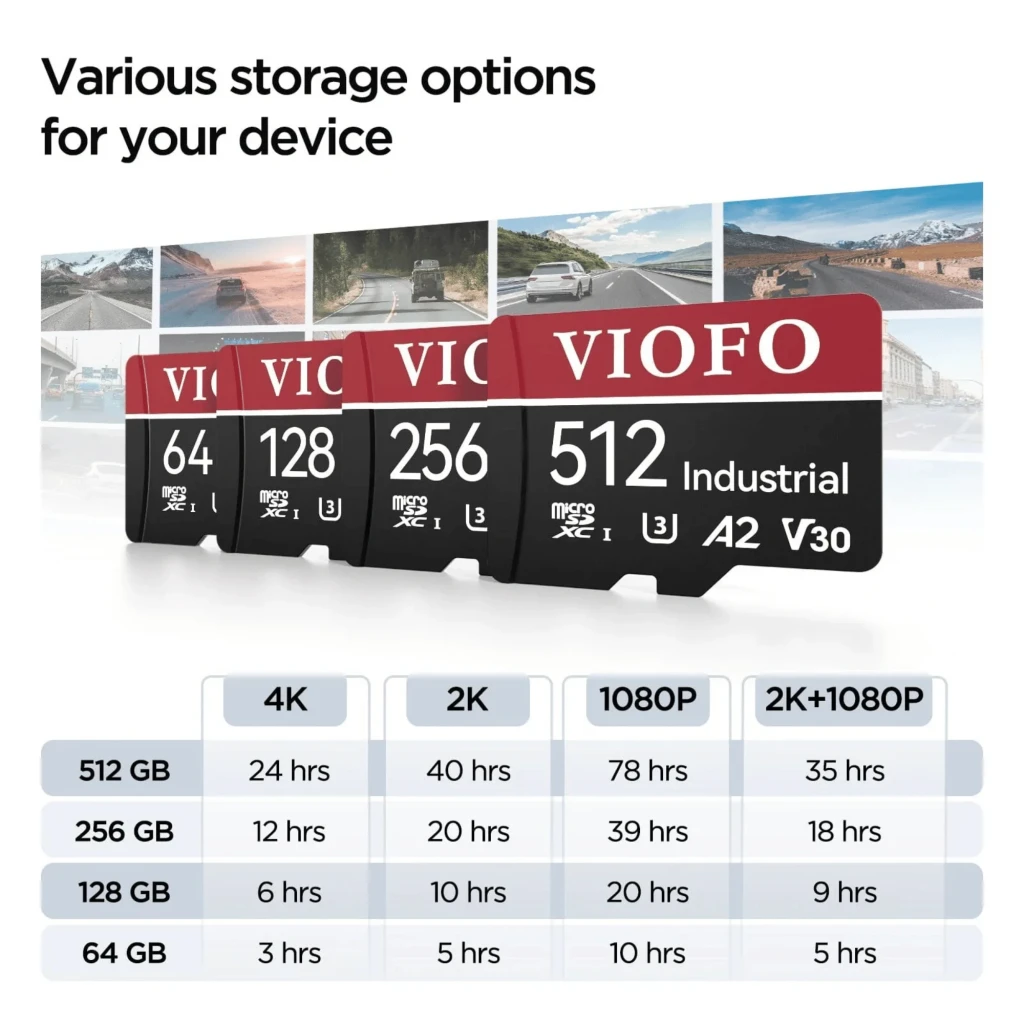 Carte Micro SD VIOFO 64 Go rouge et noire avec adaptateur microSD, marquages Industrial A2 V30 U3, format microSDXC, idéale caméras embarquées et sécurité - Ítem2