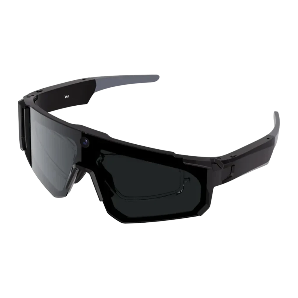 Gafas deportivas negras Colmi V06 con lentes oscuras, cámara frontal 8MP 2K integrada y patillas robustas con altavoces open ear para uso activo - Ítem5