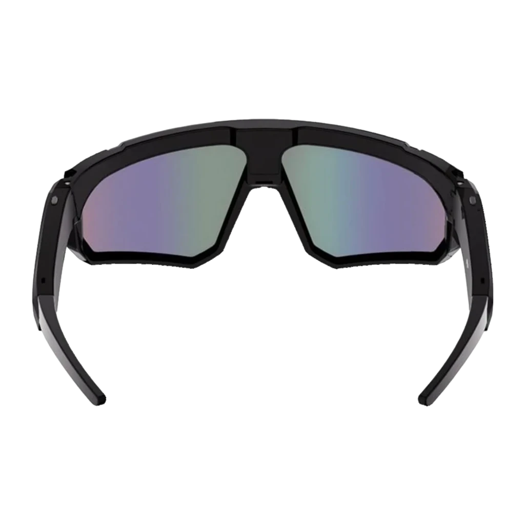 Gafas deportivas polarizadas azul con lente espejo multicolor, cámara 8MP centrada, montura envolvente, patillas gruesas con altavoces open-ear 2K - Ítem5