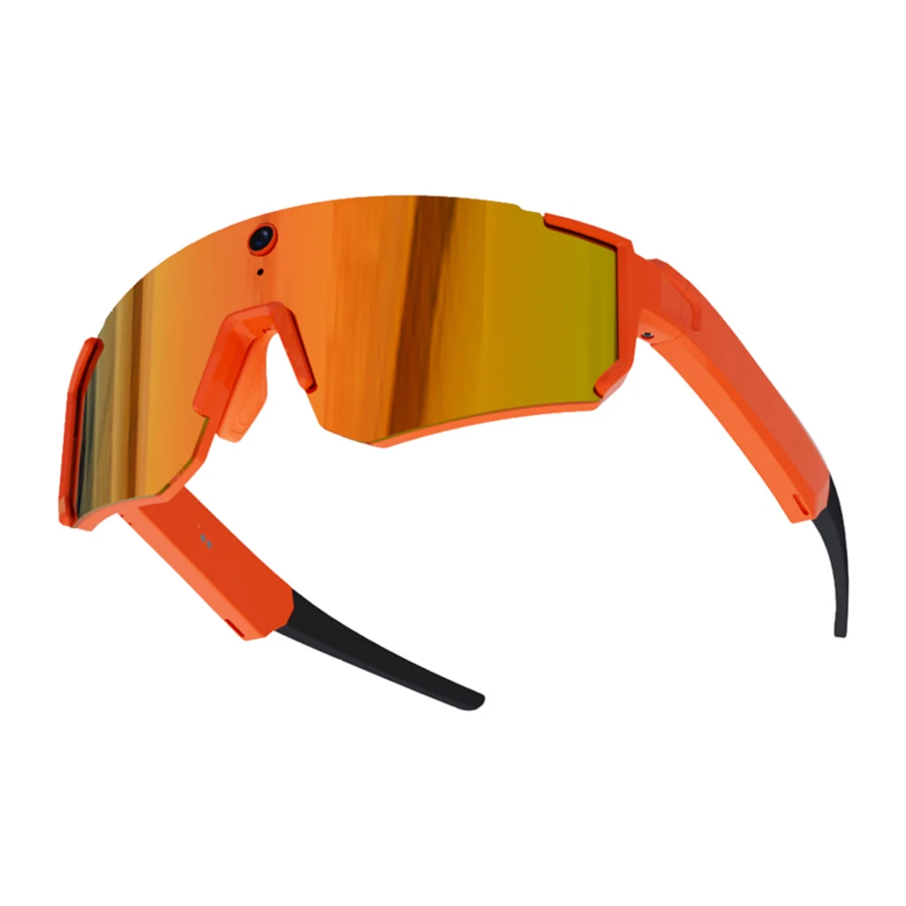Gafas deportivas Colmi V06 Naranja con lente espejo 2K, cámara central 8MP, marco de policarbonato y brazos con altavoces 360° integrados - Ítem1