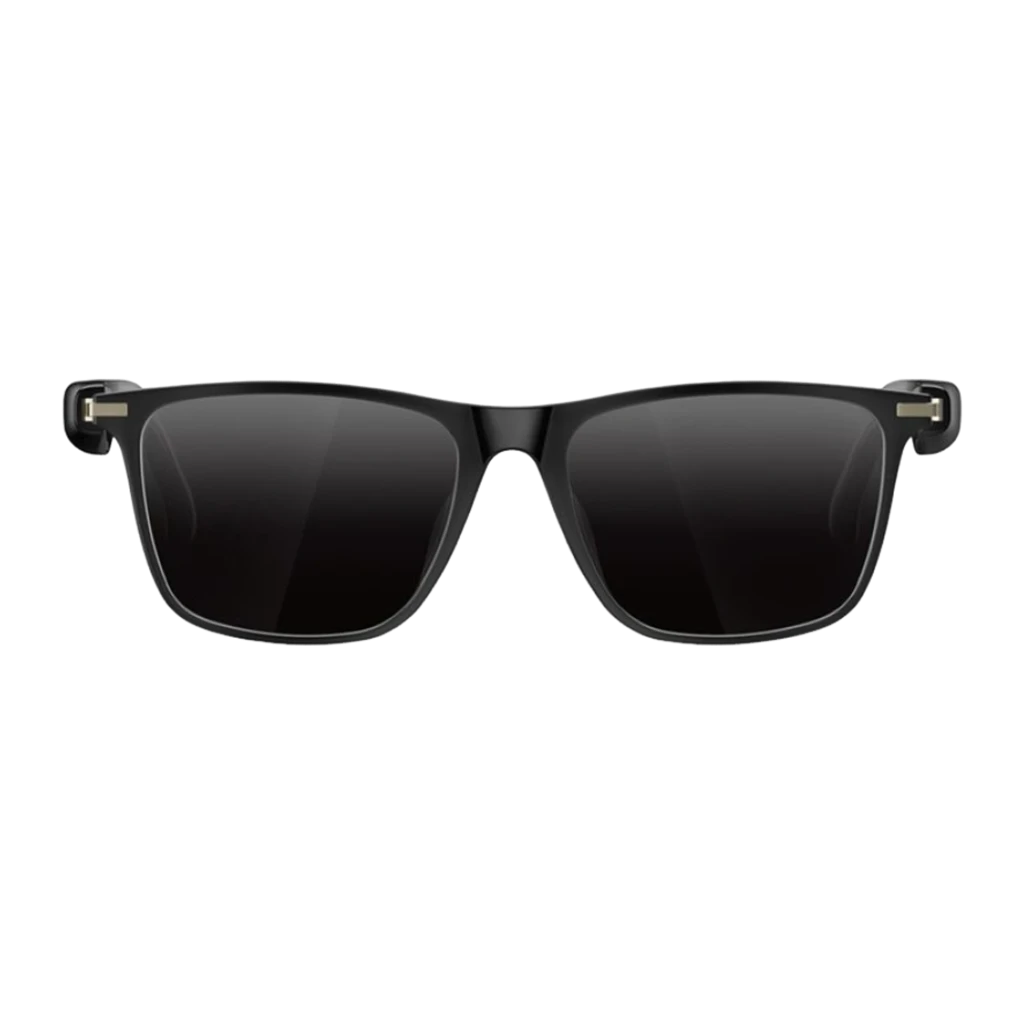 COLMI M01Pro UV AI Sunglasses Conducción Ósea Gafas de sol UV con montura negra rectangular, lentes oscuras UV, bisagras metálicas doradas y patillas gruesas - Ítem3
