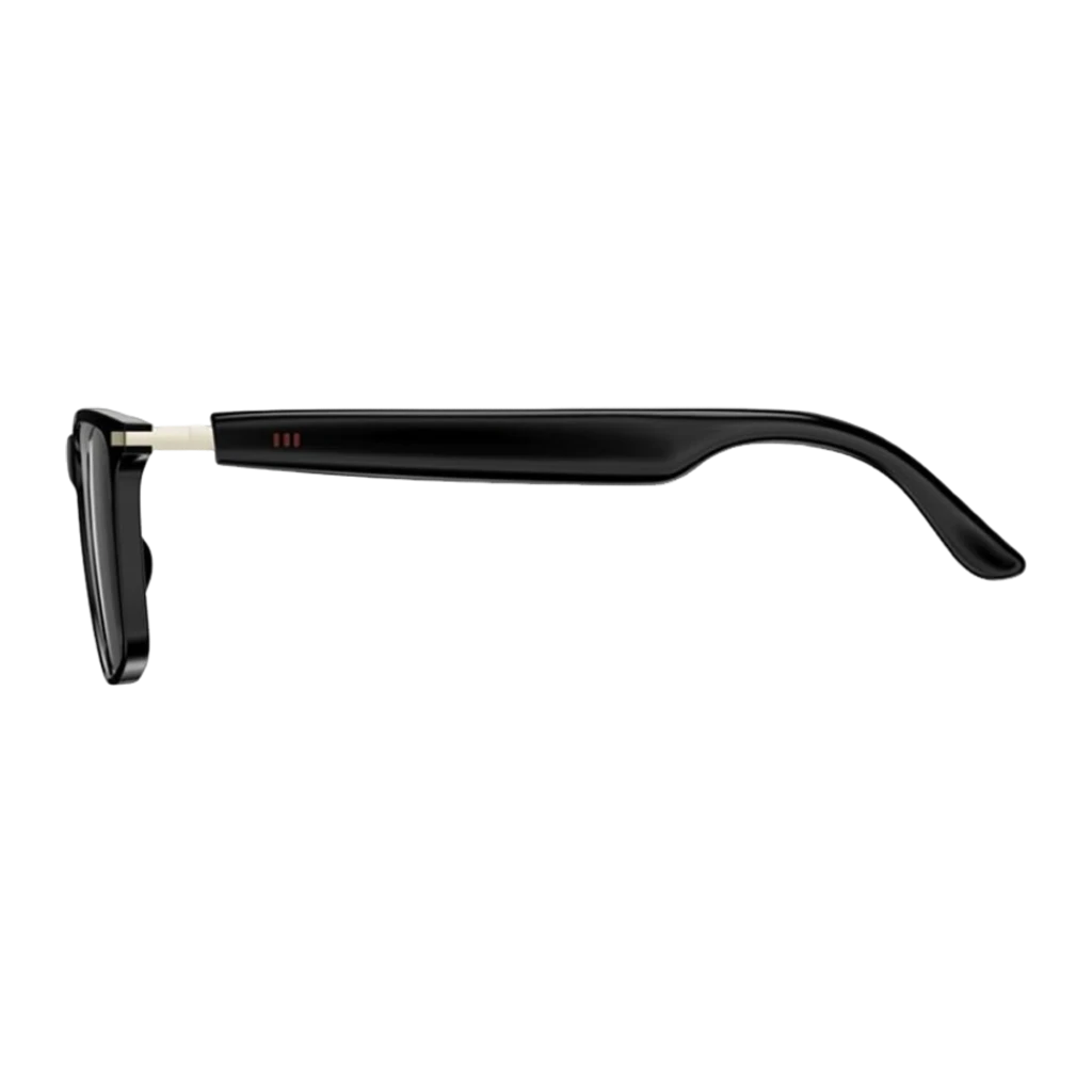 COLMI M01Pro UV AI Sunglasses Conducción Ósea Gafas de sol UV con montura negra rectangular, lentes oscuras UV, bisagras metálicas doradas y patillas gruesas - Ítem1