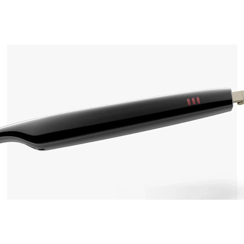 COLMI M01Pro UV AI Sunglasses Conducción Ósea Gafas de sol UV patilla negra brillante con tres indicadores LED rojos y bisagra dorada minimalista