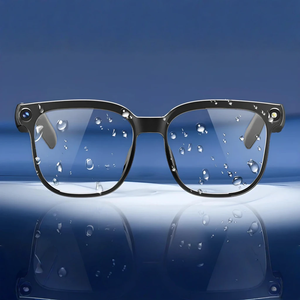 Gafas COLMI M02S con montura negra brillante, cámara 8MP Sony IMX219 en la patilla y altavoces duales integrados, bisagras robustas y lentes transparentes - Ítem10
