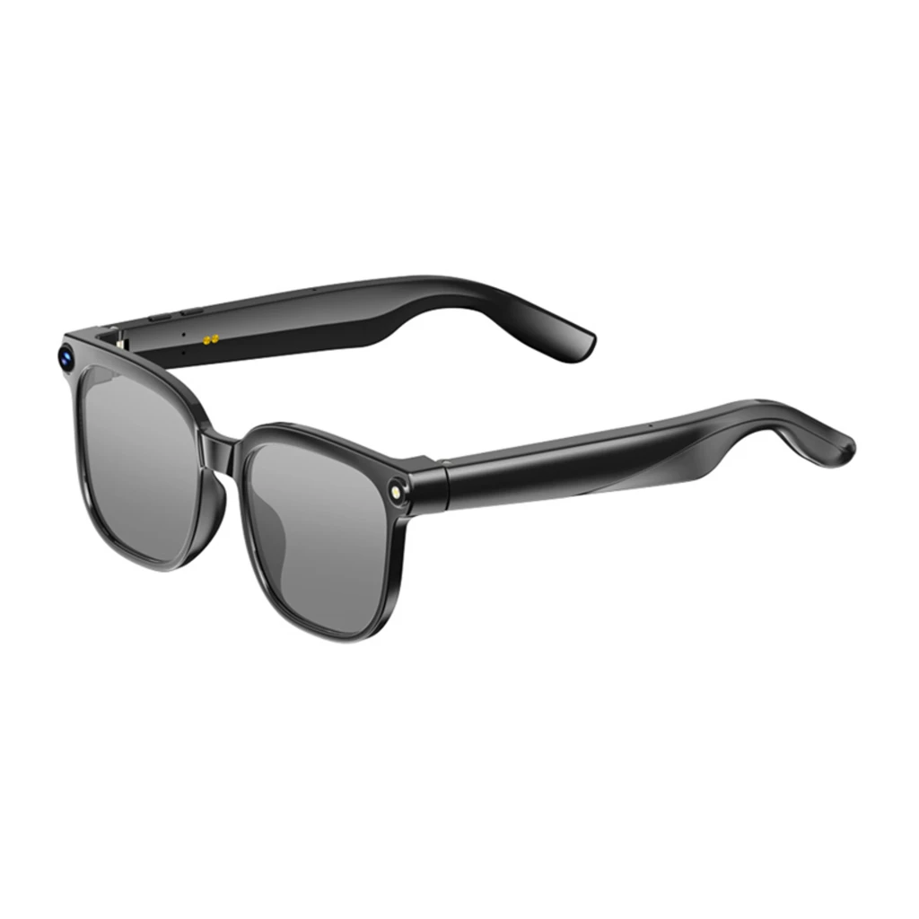 Colmi M02S AI Photochromic Sunglasses 8MP Sony IMX219 gafas negras con lentes fotocromáticas grises, montura robusta y cámara discreta integrada en la patilla - Ítem2
