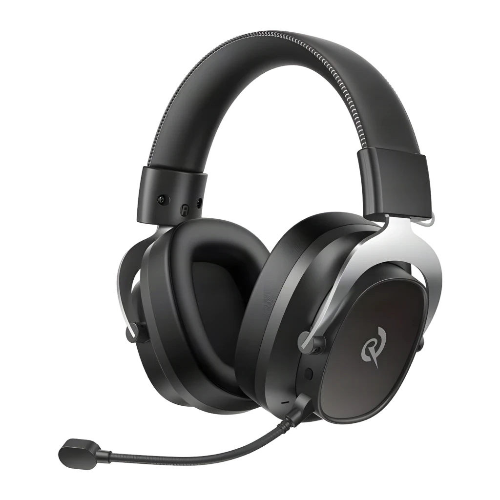 Casque Gaming QCY Heroad VNT200 noir mat avec coques rectangulaires, arceau rembourré, oreillettes circum-aurales et microphone amovible flexible - Ítem1