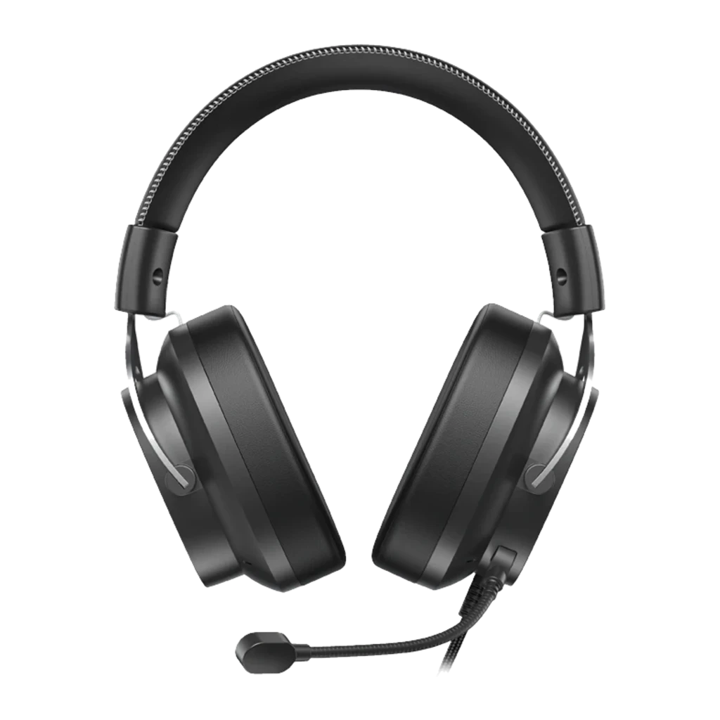 Casque Gaming QCY Heroad VNT200 noir mat avec coques rectangulaires, arceau rembourré, oreillettes circum-aurales et microphone amovible flexible - Ítem3