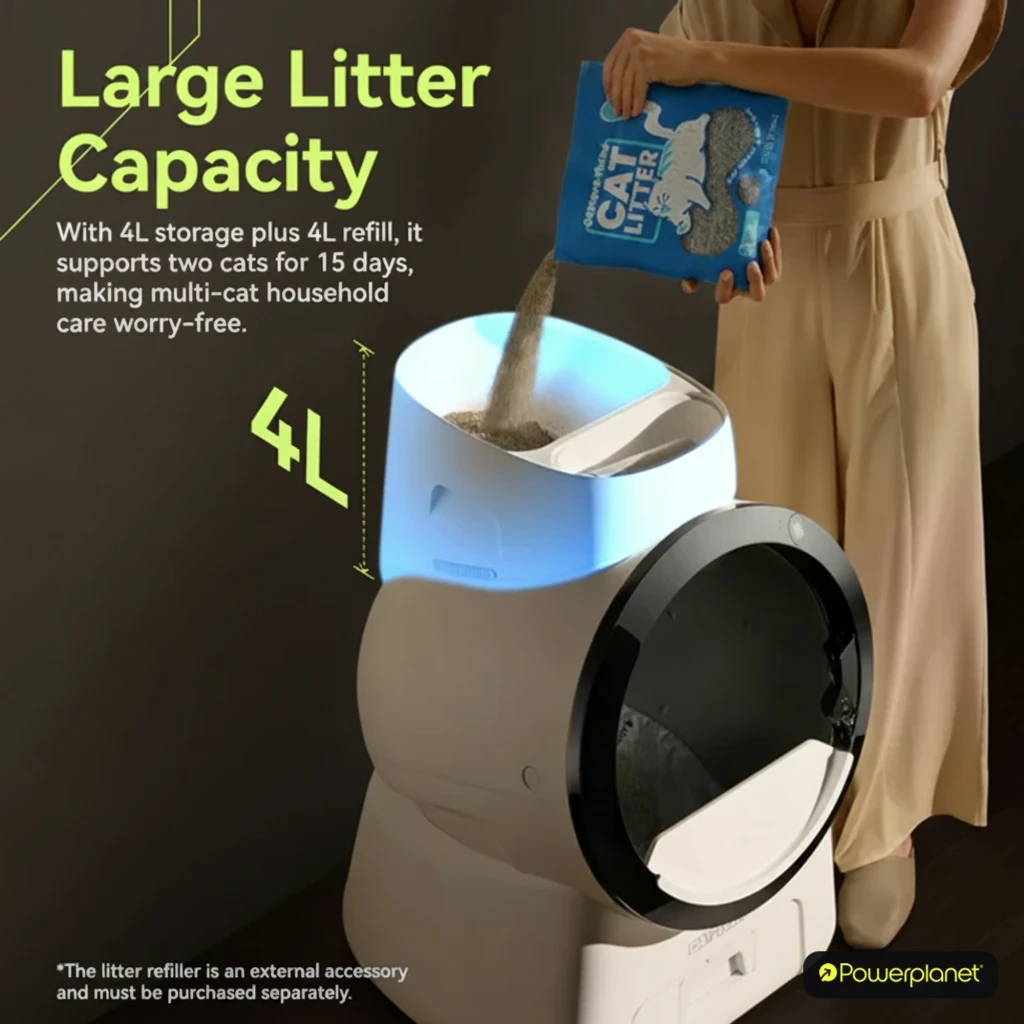 Tapa blanca de repuesto para Rellenador automático de arena CATLINK Litter Refiller 4L Set, diseño minimalista con botón superior y asas laterales integradas - Ítem1