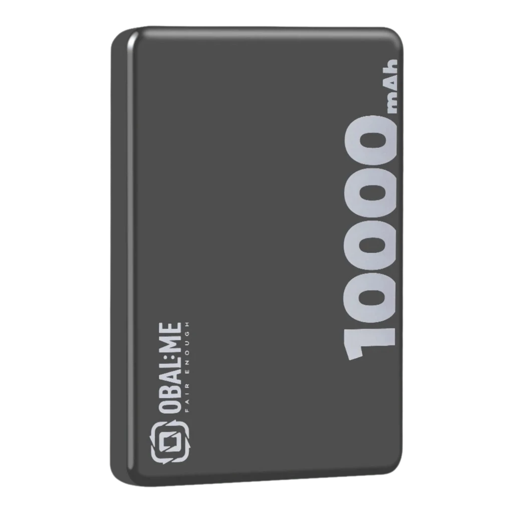Powerbank OBAL:ME MagNetix preto, 10000 mAh, corpo compacto com logotipo lateral, porta USB-C, compatível MagSafe e cabo USB-C incluso - Item2