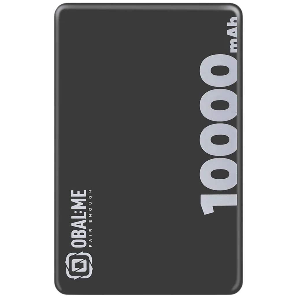 Powerbank OBAL:ME MagNetix preto, 10000 mAh, corpo compacto com logotipo lateral, porta USB-C, compatível MagSafe e cabo USB-C incluso - Item1