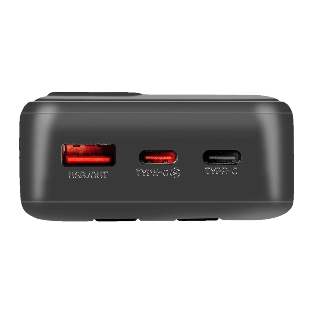 OBAL:ME CablePulse Powerbank 20000mAh 22,5W preto com visor digital, corpo cinza, porta USB e cabo USB‑C incluso, design compacto e robusto - Item1
