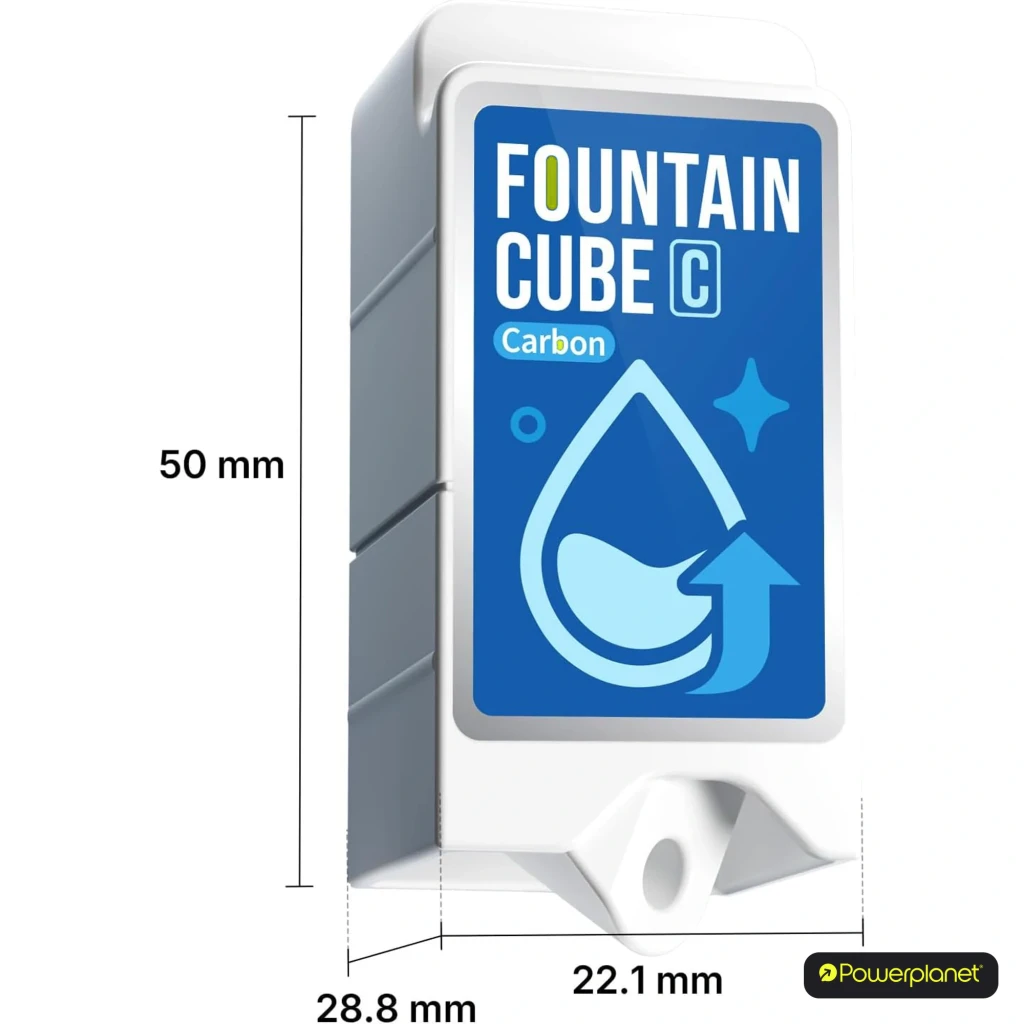Filtro de repuesto PETKIT Fountain Cube C Pack 5 unidades: 5 cartuchos azules rectangulares con gota blanca y pestaña de encaje, caja azul con marca PETKIT - Ítem2