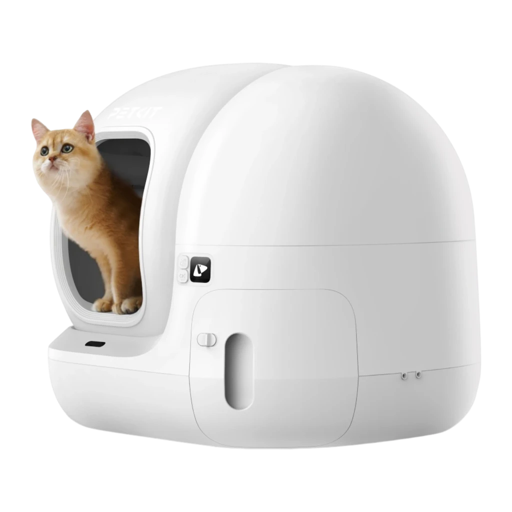 Arenero autolimpiable PETKIT Pura Max 3 blanco con entrada frontal, rejilla verde antisalpicaduras, panel lateral y control por app en smartphone - Ítem6