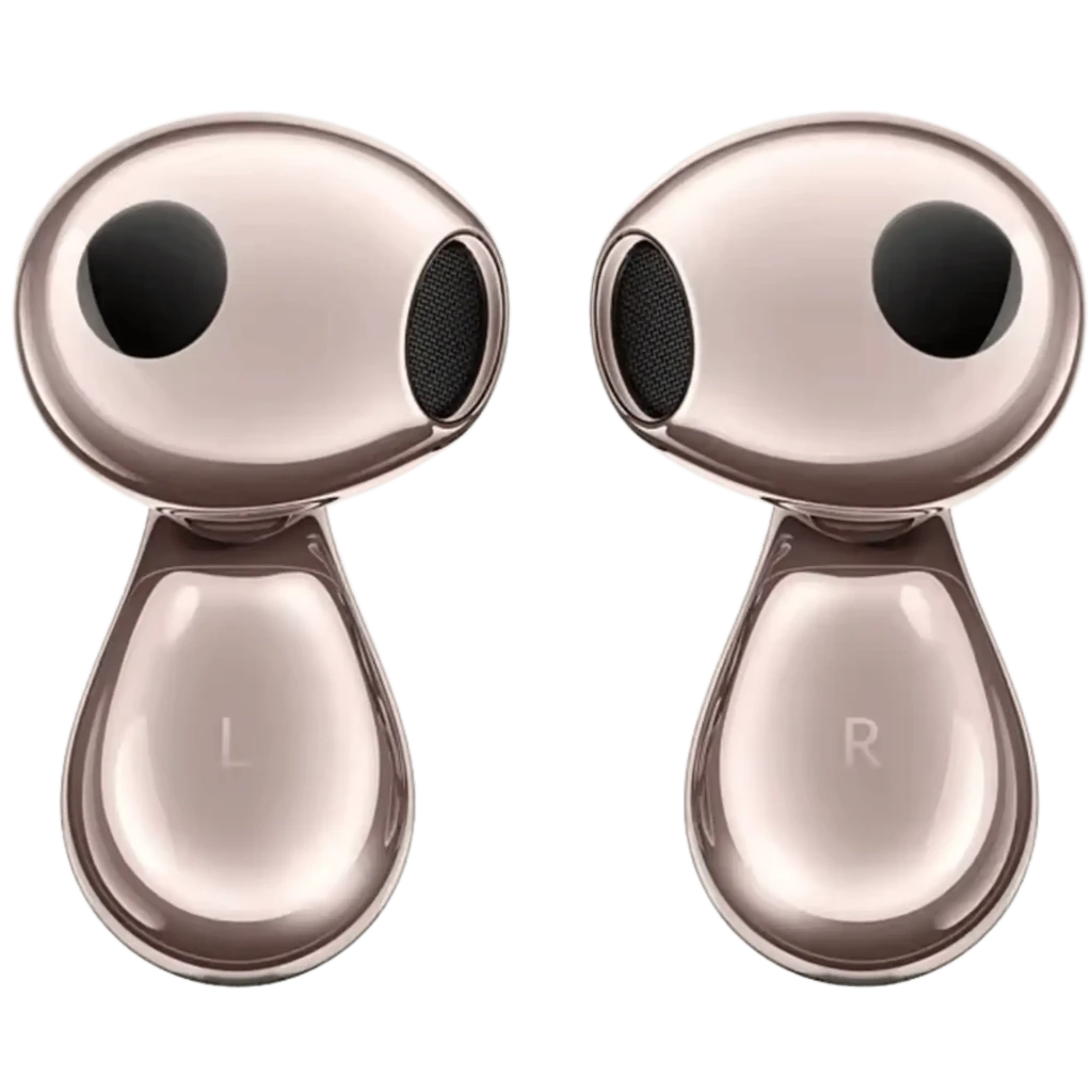 Huawei FreeBuds 6 ANC Or Rose avec boîtier brillant, écouteurs intra-auriculaires ergonomiques, micro-grilles visibles et LED avant verte - Ítem3