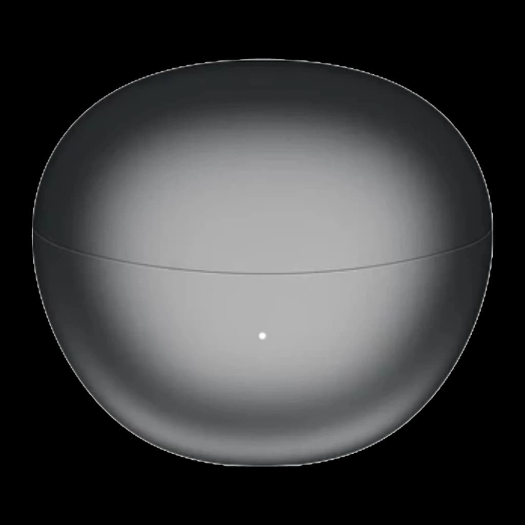 Estojo oval cinza dos Auriculares Honor Choice Clip, acabamento fosco com LED frontal discreto, design compacto e suave para transporte seguro
