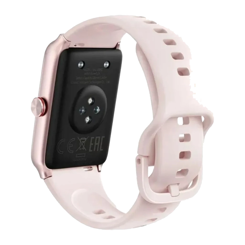 Honor Choice Moecen Band ouro-rosa com tela AMOLED 1,64, mostrador preto com numerais grandes em rosa e cinza, caixa retangular e pulseira suave clara - Item2