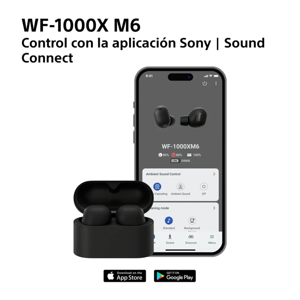 Boîtier de charge noir mat compact avec deux écouteurs intra noirs, design arrondi, indicateurs discrets, finition soignée et port USB-C à l’arrière - Ítem5