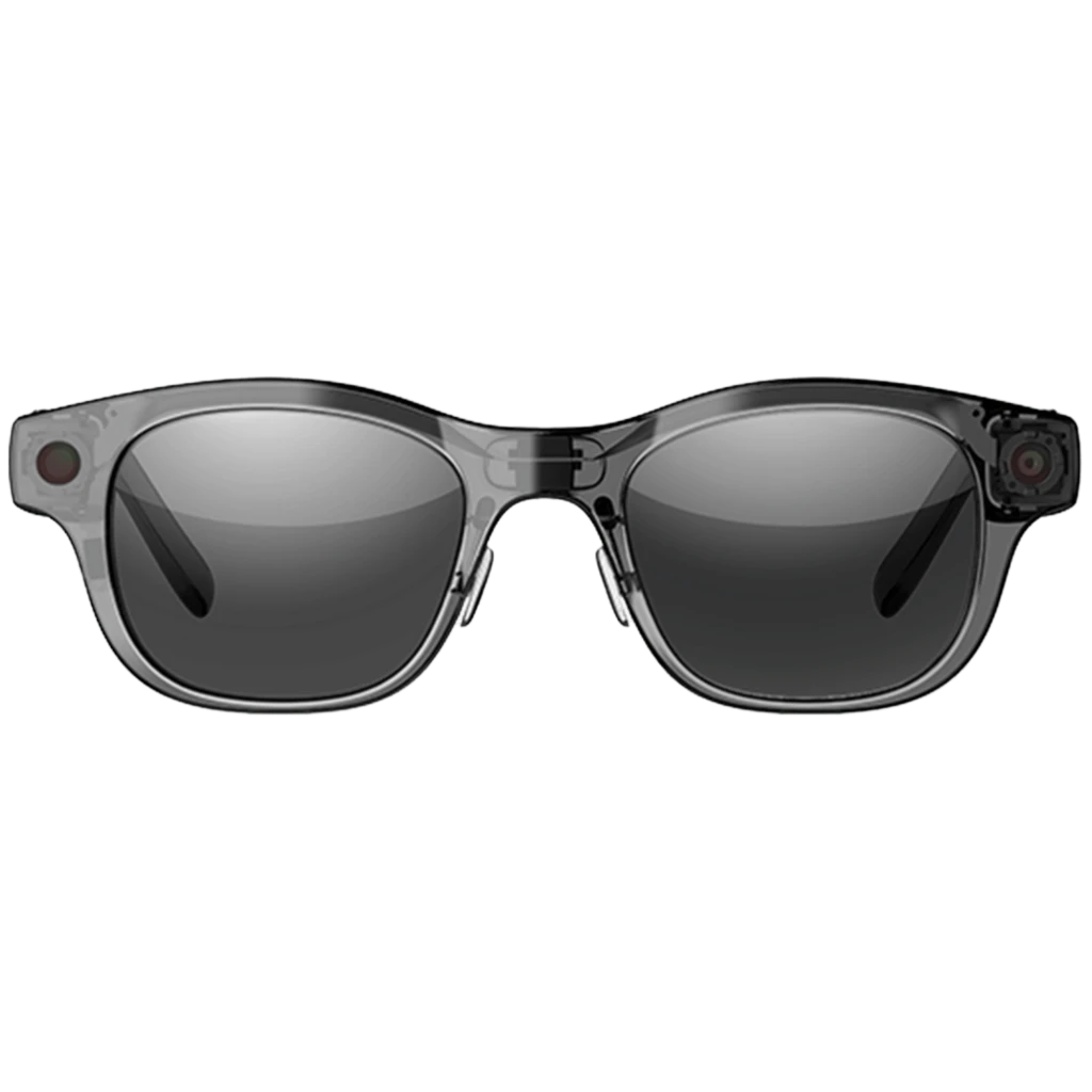 Óculos HTC Vive Eagle AI cinzentos, armação translúcida, lentes escuras, câmara 12 MP integrada e áudio espacial com auscultadores abertos - Item3