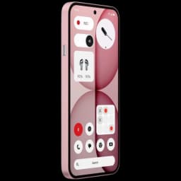 Nothing Phone 4a 5G rosa com tela AMOLED LTPS 6,78 polegadas, bordas finas, furo central para câmera e interface minimalista em tom rosé