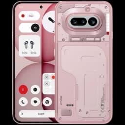 Nothing Phone 4a 5G rosa com traseira transparente e módulos visíveis, câmera dupla horizontal, tela AMOLED LTPS 6,78 polegadas, acabamento elegante