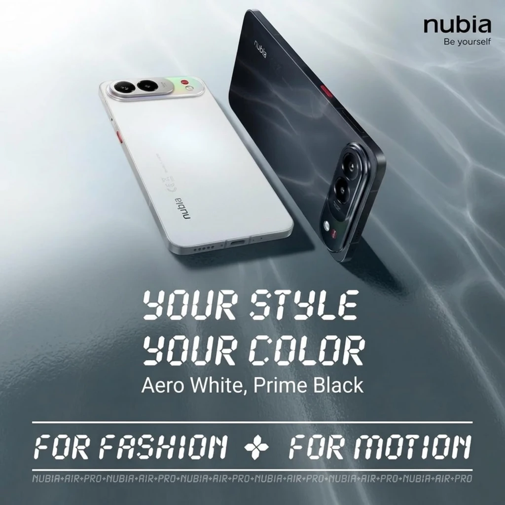 ZTE Nubia Air Pro 5G negro con pantalla AMOLED 6,78 punch hole 144 Hz, marcos finos, cámara trasera triple con módulo ovalado y logo nubia vertical - Ítem6