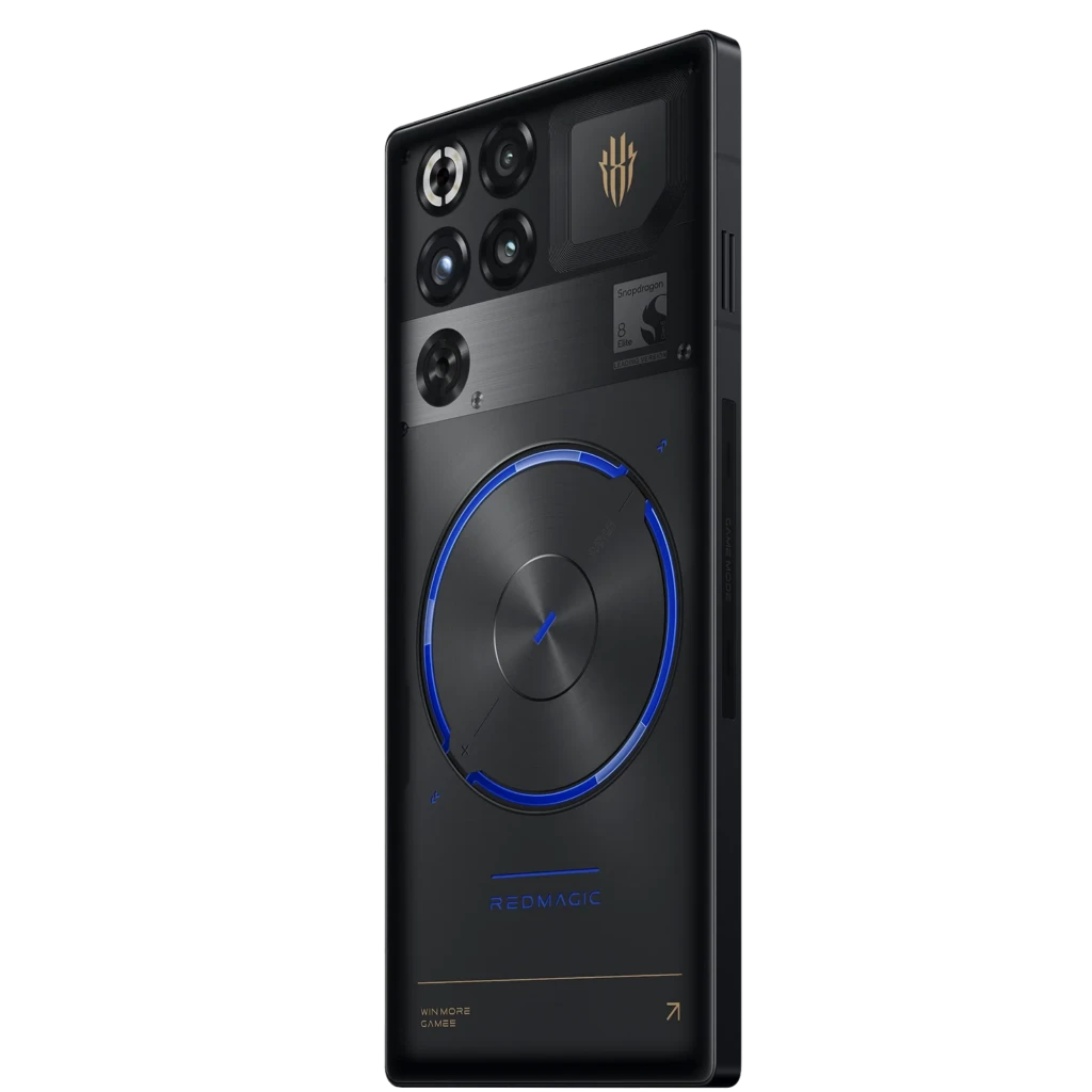 Nubia RedMagic 11S Pro 5G Nightfreeze com traseira preta futurista, anel LED azul, múltiplas câmeras grandes, logo dourado e tela quase sem bordas - Item4