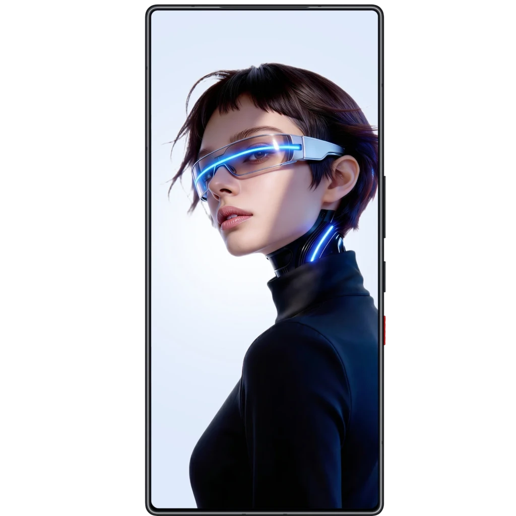 Nubia RedMagic 11S Pro 5G Nightfreeze com traseira preta futurista, anel LED azul, múltiplas câmeras grandes, logo dourado e tela quase sem bordas - Item1