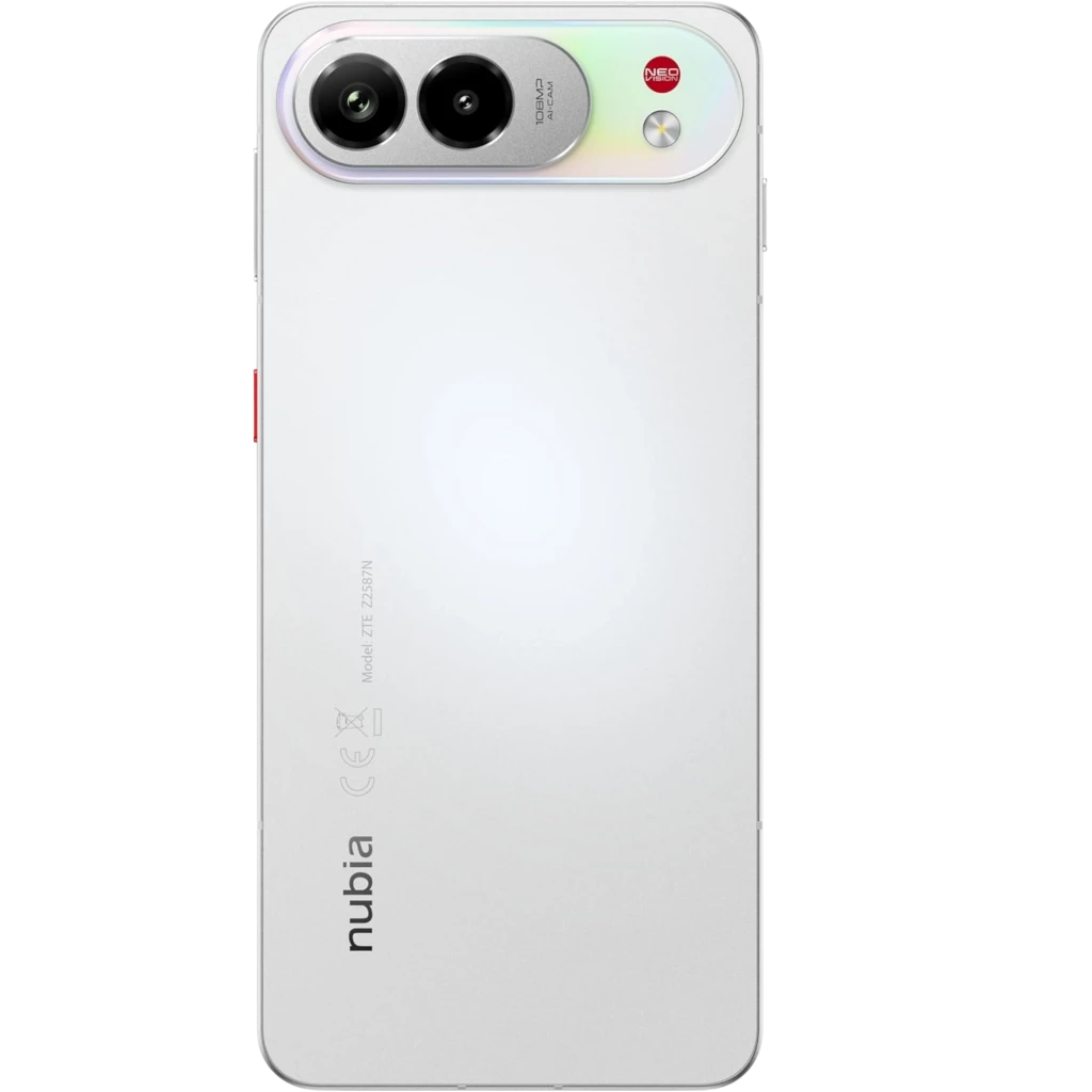 ZTE Nubia Air Pro 5G blanco con doble cámara trasera y módulo circular, pantalla frontal con orificio central, acabado mate elegante y bordes delgados - Ítem7
