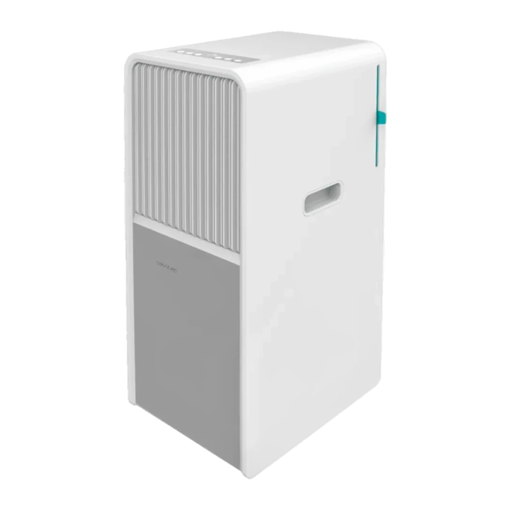 Cecotec ForceClima 9450 Style Heating portátil branco, design retangular com grelha frontal colorida, saída de ar superior, alça lateral e rodas discretas - Item5
