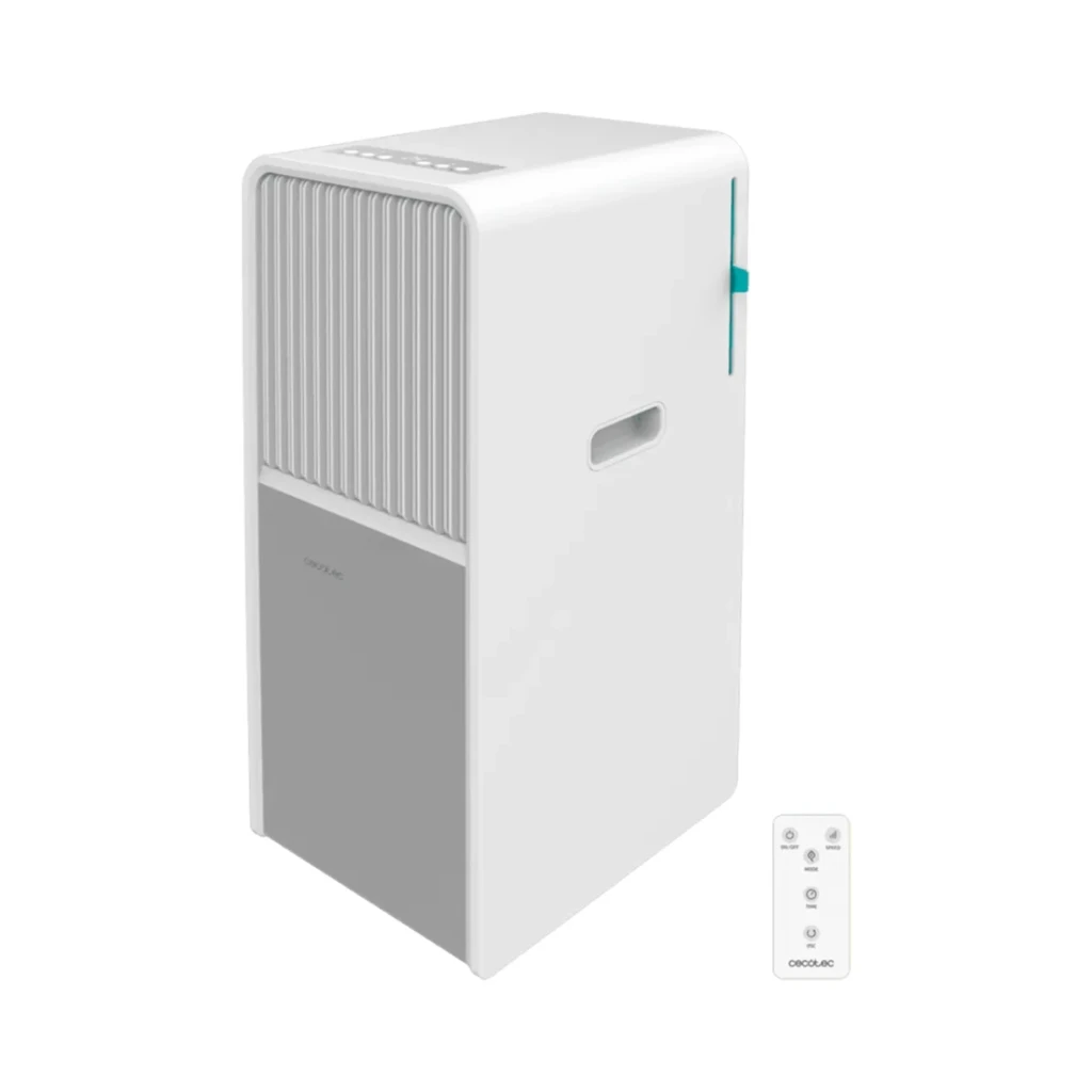 Cecotec ForceClima 9450 Style Heating portátil branco, design retangular com grelha frontal colorida, saída de ar superior, alça lateral e rodas discretas - Item4