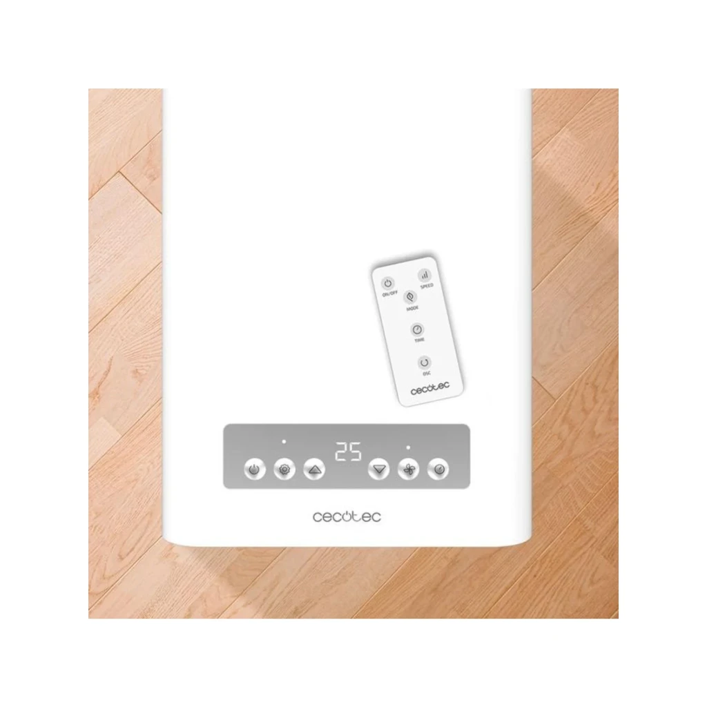 Cecotec ForceClima 9450 Style Heating portátil branco, design retangular com grelha frontal colorida, saída de ar superior, alça lateral e rodas discretas - Item3