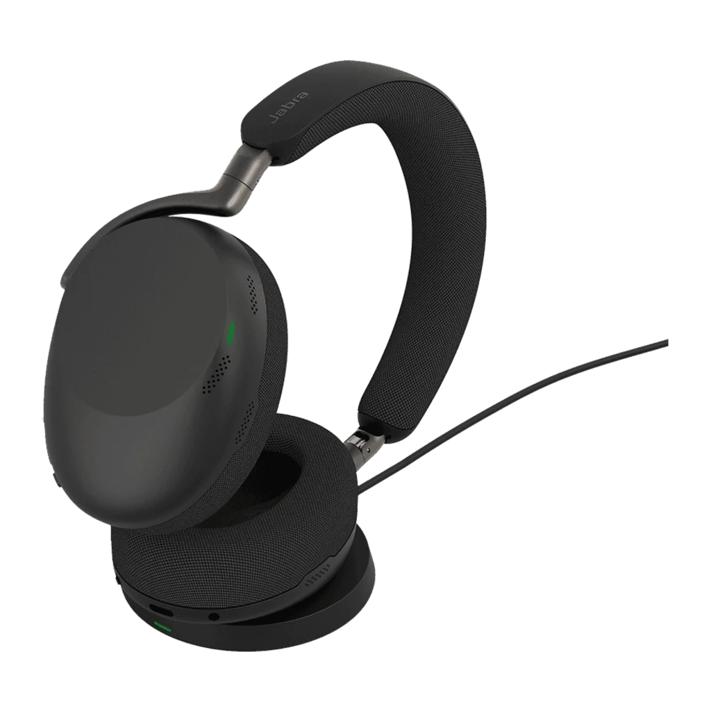 Jabra Evolve3 85 preto: vista frontal com fita e almofadas - Item7