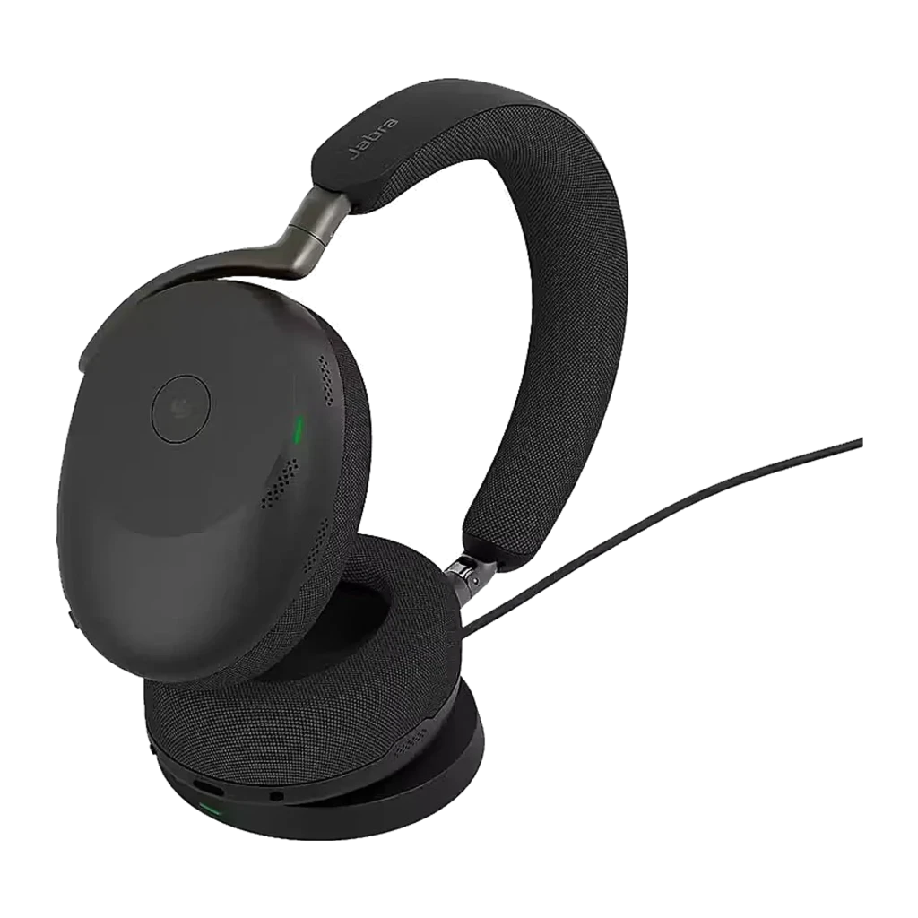 Jabra Evolve3 85 preto: vista frontal com fita e almofadas - Item8