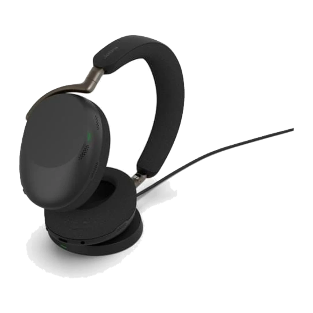 Jabra Evolve3 85 preto: vista frontal com fita e almofadas - Item9