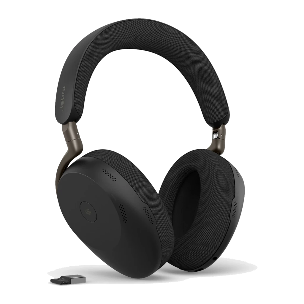 Jabra Evolve3 85 preto: vista frontal com fita e almofadas - Item4