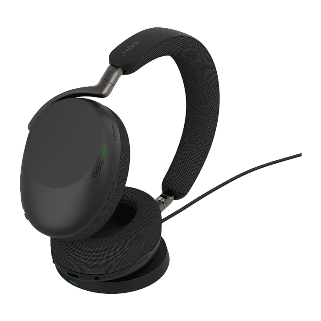 Jabra Evolve3 85 preto: vista frontal com fita e almofadas - Item6